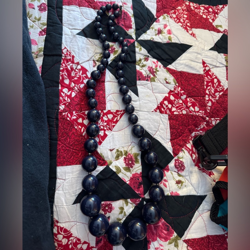 Elegant Navy Blue Beaded Necklace